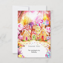 Cartão De Agradecimento Aniversário Colorido de Candyland das Crianças