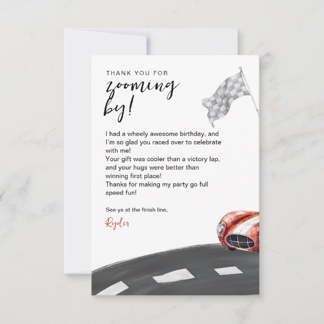 Cartão De Agradecimento Aniversário Comece Seu Motor  (Frente)