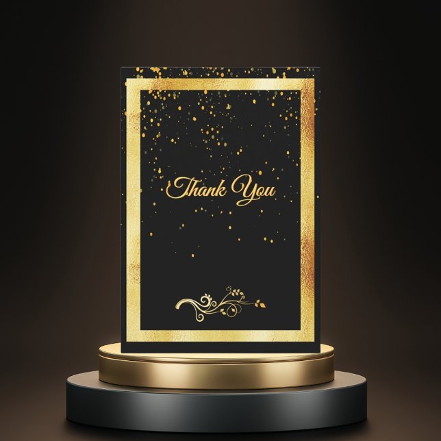 Cartão de agradecimento aniversário confetes preto (Criador carregado)