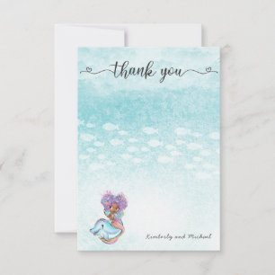 Cartão De Agradecimento Aniversário da Aquarela da Sereia Africana   CHÁ D