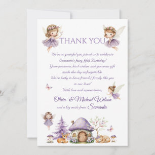 Cartão De Agradecimento Aniversário da Aquarela Floral de Fada