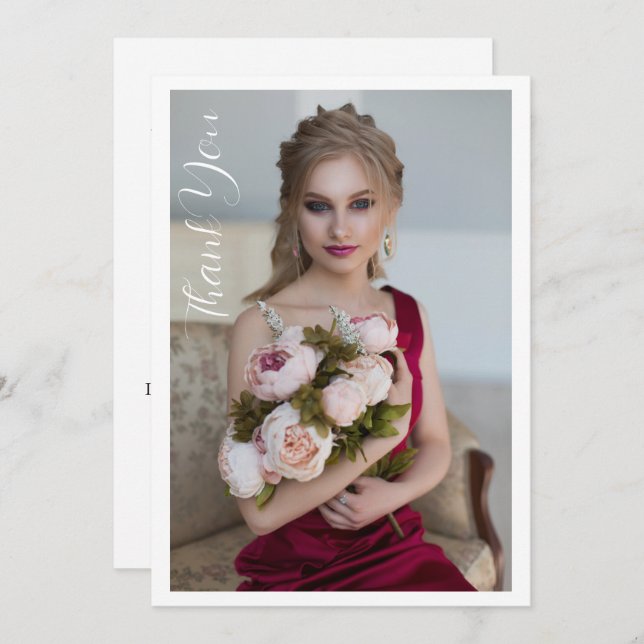 Cartão De Agradecimento Aniversário da Bat Mitzvah Fotográfica Elegante Si (Frente/Verso)