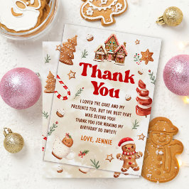 Cartão De Agradecimento Aniversário da Casa de Biscoito de Natal