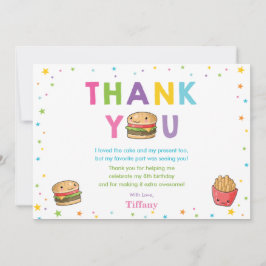 Cartão De Agradecimento Aniversário da Festa de Burger de Comidas Rápida K