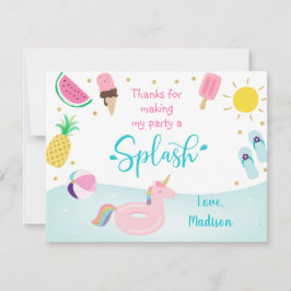Cartão De Agradecimento Aniversário da Festa de Piscinas de Meninas Obriga