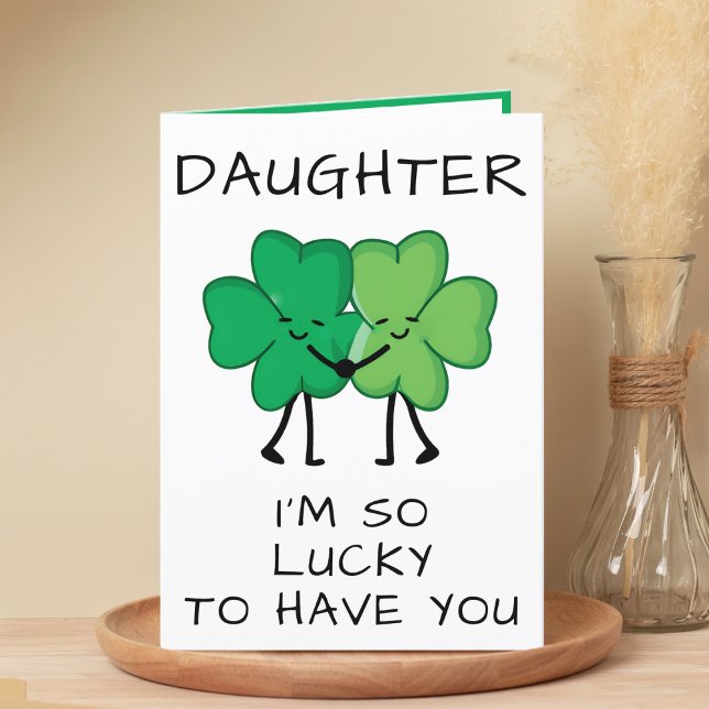 Cartão De Agradecimento Aniversário da Filha do Dia de São Patrício Engraç (Funny Clover St Patrick's Day Daughter Birthday Thank You Card)
