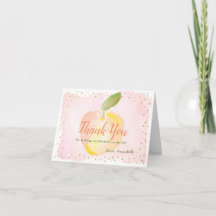 Cartão De Agradecimento Aniversário da Garota Pink de Pêssego de Aquarel