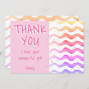 Cartão De Agradecimento Aniversário da Garota Rosa