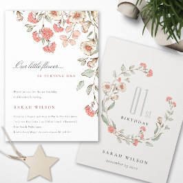 Cartão De Agradecimento Aniversário da Menina Rosa Fresca Bonita