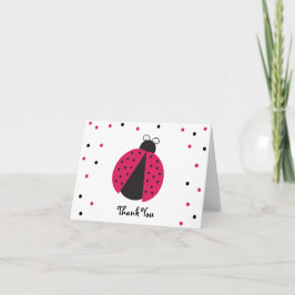 Cartão De Agradecimento Aniversário da Menina Rosa Ladybug Obrigado