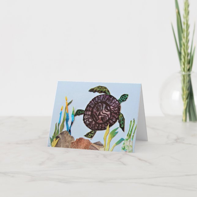 Cartão De Agradecimento Aniversário da Tartaruga Marítima (Frente)