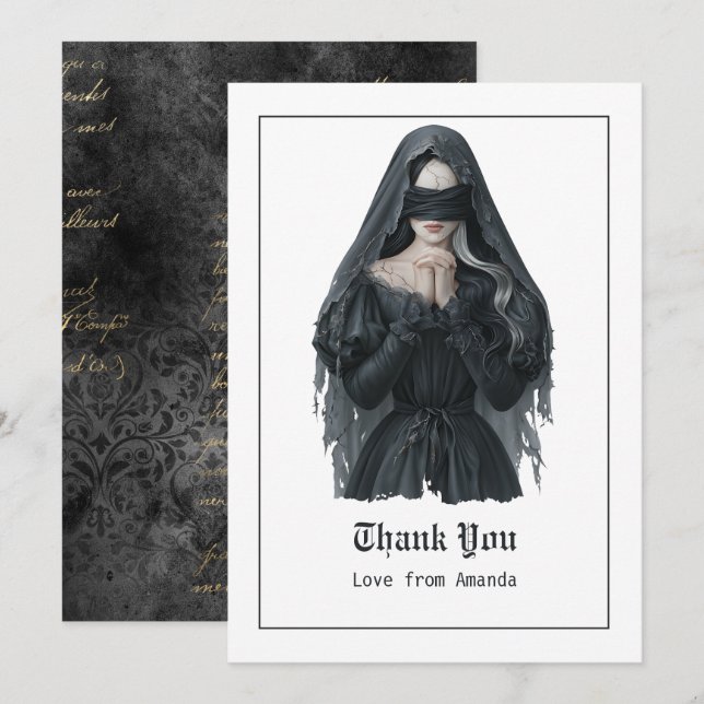 Cartão De Agradecimento Aniversário Dark Gothic (Frente/Verso)