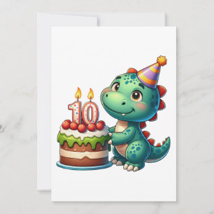 Cartão De Agradecimento Aniversário de 10 anos do Dino