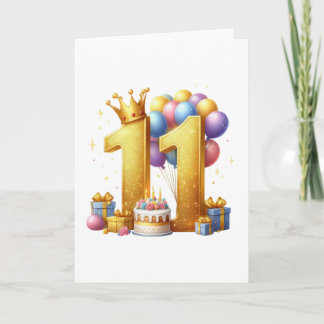 Cartão De Agradecimento Aniversário de 11 anos dourado