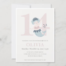 Aniversário de 14 de de Sereia Azul, Rosa, Bonita,