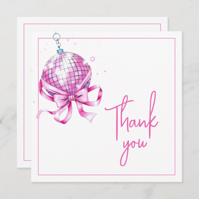 Cartão De Agradecimento Aniversário de 16 anos Coquette Rosa Aquarela (Frente/Verso)