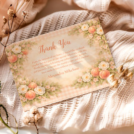 Cartão De Agradecimento Aniversário de 1 ano com Flor de Pêssego