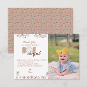 Cartão De Agradecimento Aniversário de 1 ano da Menina Arco-íris Boho