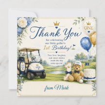 Aniversário de 1 ano de golfe com carrinho de golf