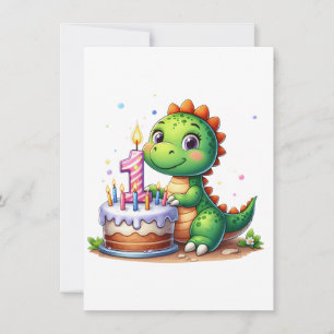 Cartão De Agradecimento Aniversário de 1 ano do Dino
