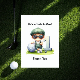 Cartão De Agradecimento Aniversário de 1 ano do Hole in One Golf