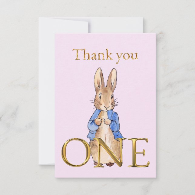 Cartão De Agradecimento Aniversário de 1 ano do Peter Rabbit (Frente)