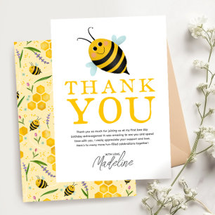 Cartão De Agradecimento Aniversário de 1 Ano Summer First Bee Day