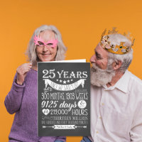 aniversário de 25 anos de casamento, quadro negro,