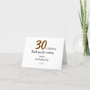 Cartão De Agradecimento aniversário de 30 anos adicionar nome data ano neg