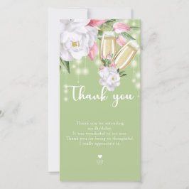 Cartão De Agradecimento Aniversário de 30 anos Floral Verde Luxury