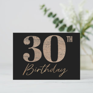 Cartão De Agradecimento Aniversário de 30 anos Numeral de Leitura Preta e