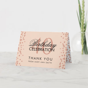 Cartão De Agradecimento aniversário de 40 anos de Blush rosa Dourada Obrig