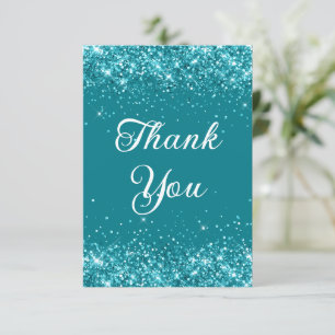 Cartão De Agradecimento Aniversário de 40 anos Glittery Turquesa Escuro