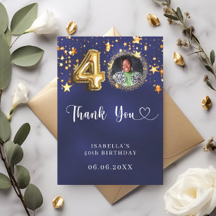 Cartão De Agradecimento aniversário de 40 anos marinho - fotografia de est
