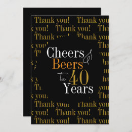 Cartão De Agradecimento aniversário de 40 anos Saúde e Cervejas Obrigado