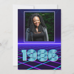 Cartão De Agradecimento Aniversário de 40 anos Vintage 1986 Retro & Lasers