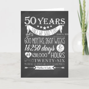 Cartão De Agradecimento aniversário de 50 anos de casamento, quadro-negro,