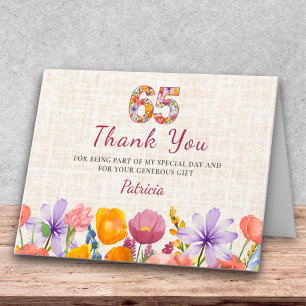 Cartão De Agradecimento Aniversário de 65 anos Elegante Apreciação de Linh