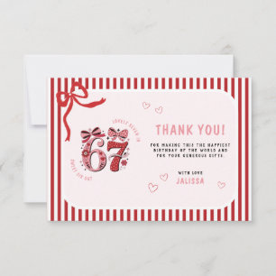 Cartão De Agradecimento Aniversário de 6 7 anos para meninas, 7º aniversár