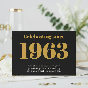 Cartão De Agradecimento Aniversário de 90 anos 1936 Preto e Dourado Retro