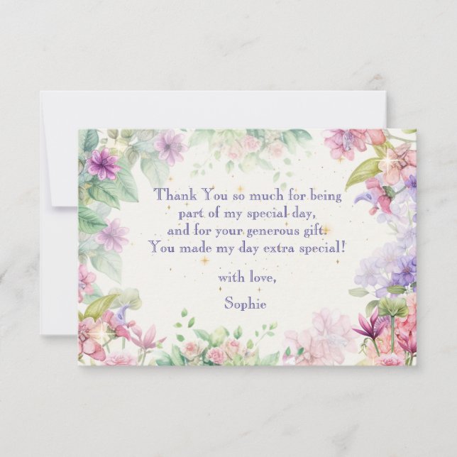 Cartão De Agradecimento aniversário de bailarina dançando e girando (Frente)