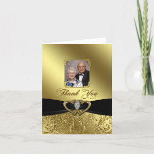Cartão De Agradecimento Aniversário de Bodas de Ouro Foto Obrigado
