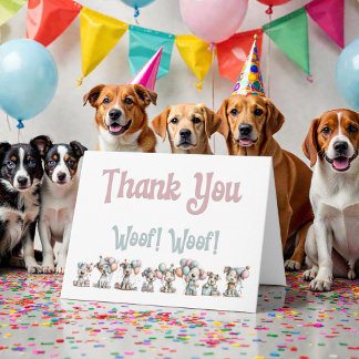 Cartão De Agradecimento Aniversário de Cachorro Caprichoso em Aquarela