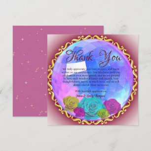 Cartão De Agradecimento Aniversário de Casamento Cristal Floral Rosa Abstr