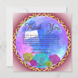 Cartão De Agradecimento Aniversário de Casamento de Cristal Floral Rosa Ab