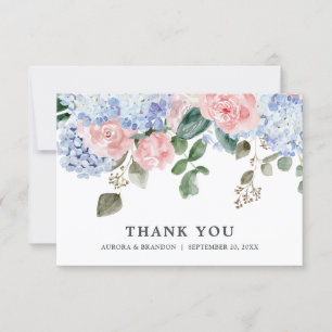 Cartão De Agradecimento Aniversário de casamento de rosas de Hydrangeas a