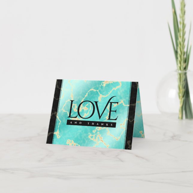 Cartão De Agradecimento Aniversário de Casamento de Turquesa, 11, Elegante (Frente)