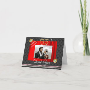 Cartão De Agradecimento Aniversário de Casamento do Dourado Emerald 55º Ob