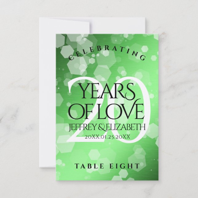 Cartão De Agradecimento Aniversário de Casamento Elegante 20 Emerald (Frente)