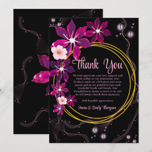 Cartão De Agradecimento Aniversário de Casamento Floral Purple Obrigado Pe